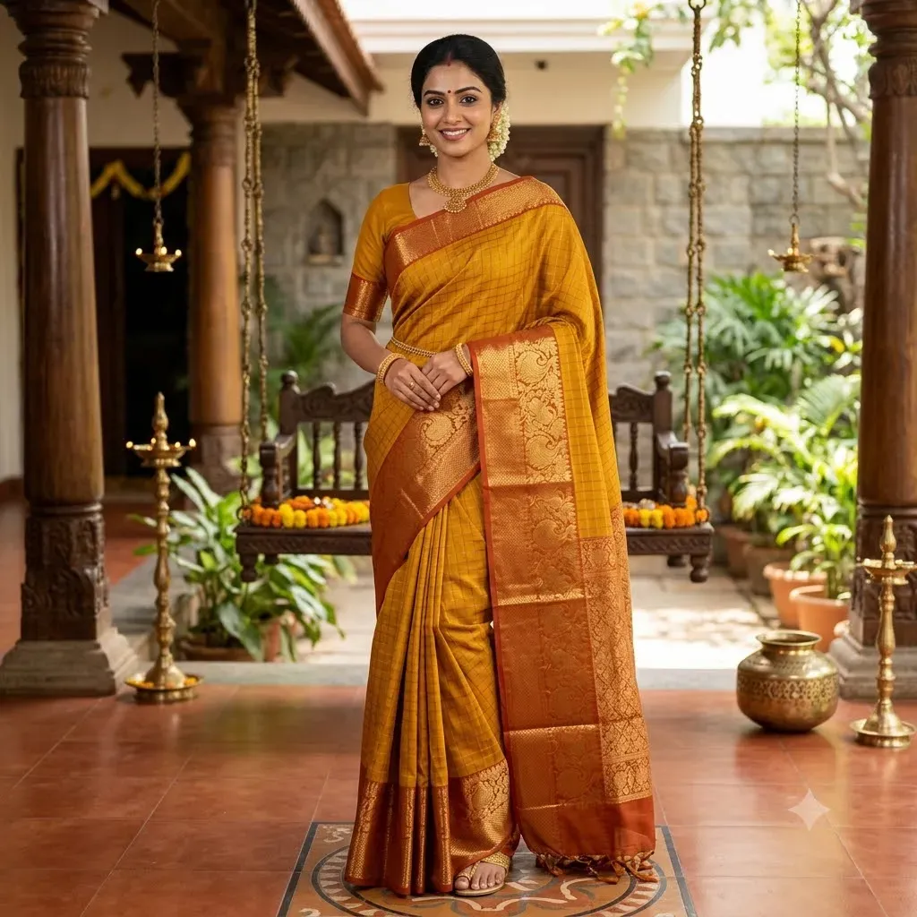 Kanchipuram Brocade Border Cotton Saree – Tamirra Silks